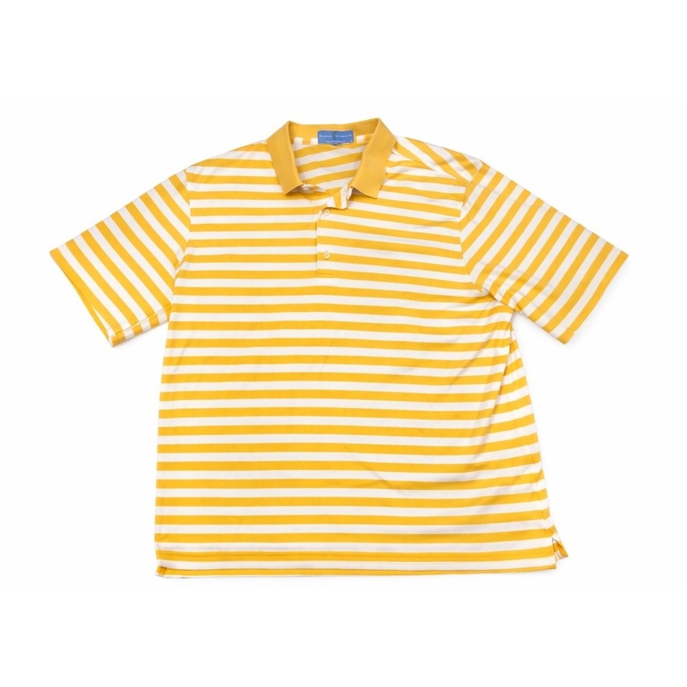 Golf Polo Yellow and White Striped Fairway & Greene Polo Shirt Mens XL